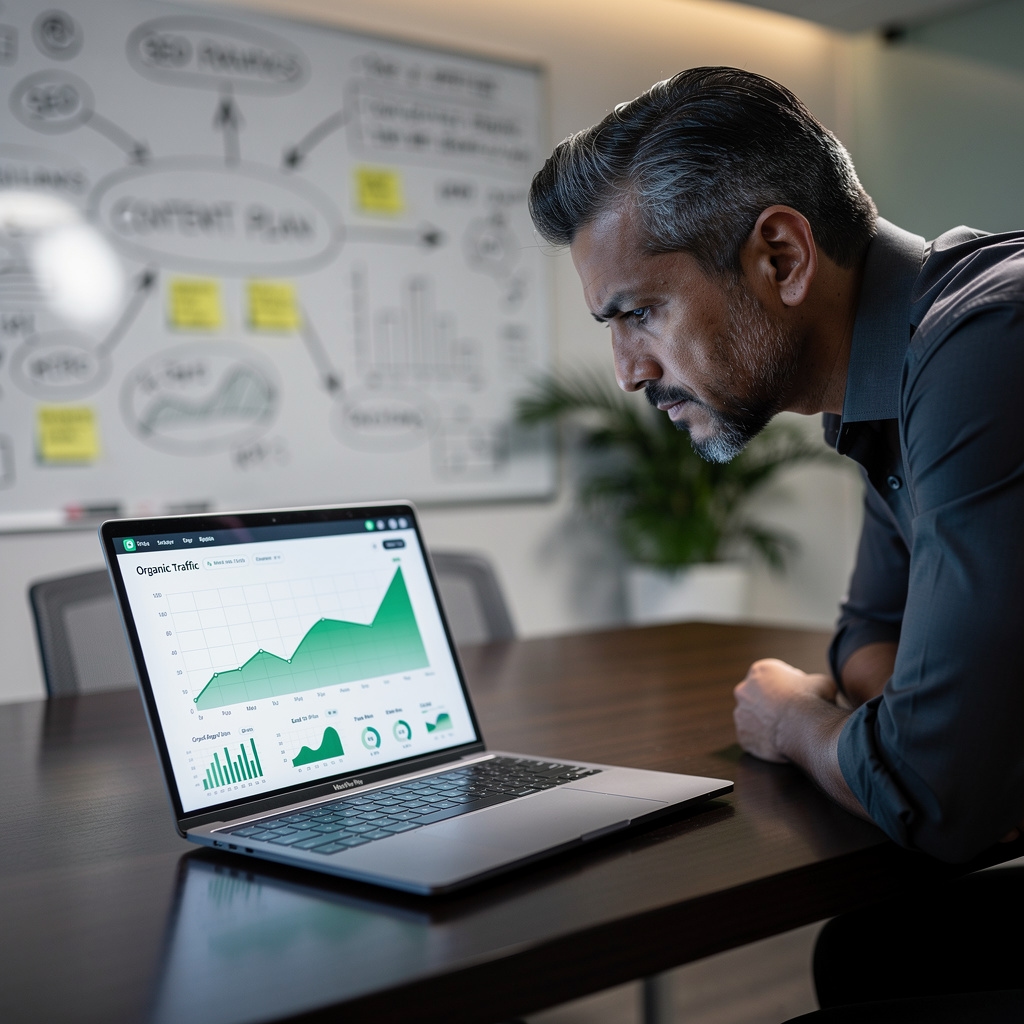 Pantalla mostrando análisis de SEO orgánico sostenible
